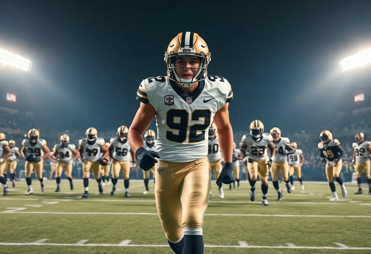 New Orleans Saints football players preparing for the 2025 NFL season
