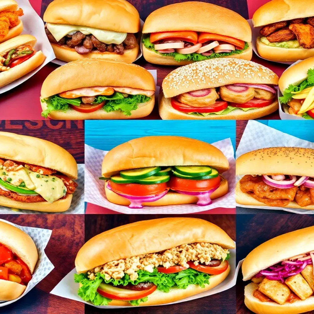 A variety of sandwiches from New Orleans including po'boys and gourmet creations.