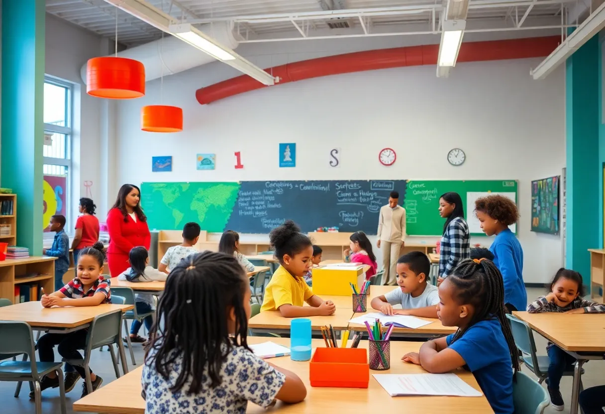Children engaged in classroom activities in New Orleans educational setting
