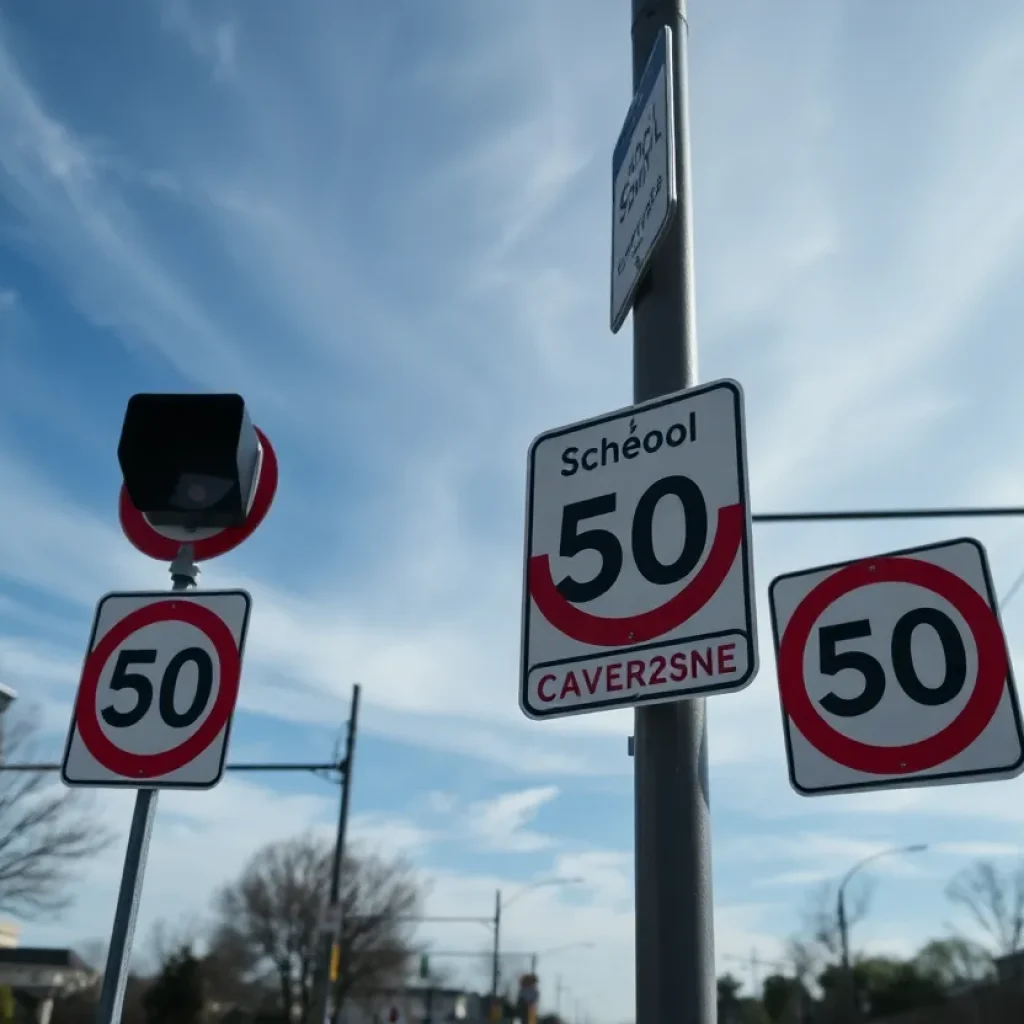 School zone in New Orleans with speed camera