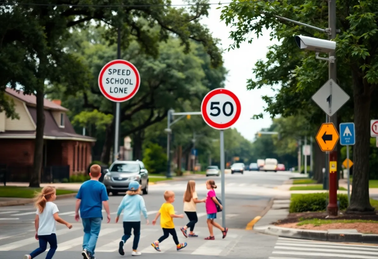 Speed camera in New Orleans school zone