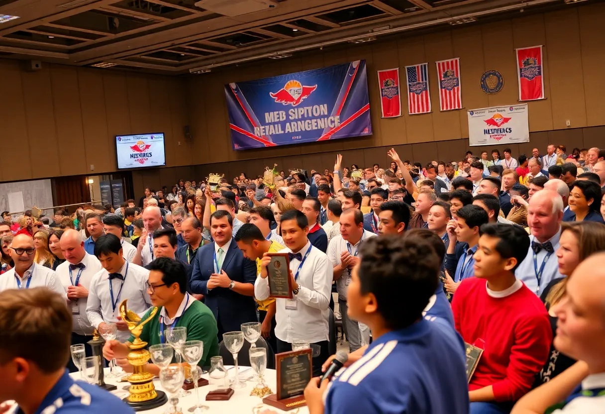 A lively scene from the New Orleans Sports Awards banquet celebrating local athletes.