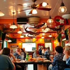 Interior of Off The Hook Seafood Restaurant in Lafayette