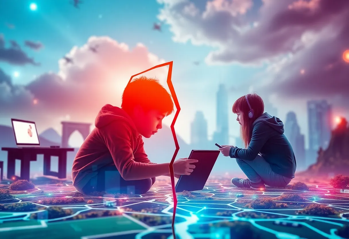 Illustration depicting safety concerns related to children using Roblox.