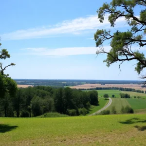 Scenic view of Louisiana farmland with clear skies