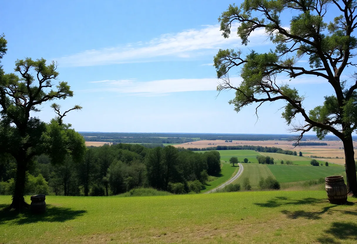 Scenic view of Louisiana farmland with clear skies