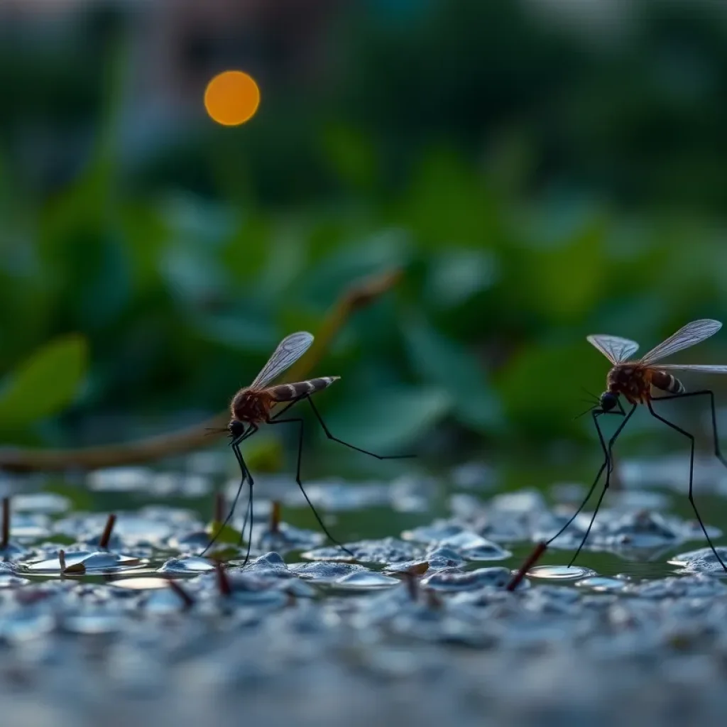 Southern house mosquitoes resting in a polluted water area in urban New Orleans