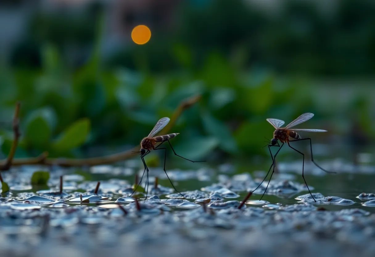 Southern house mosquitoes resting in a polluted water area in urban New Orleans