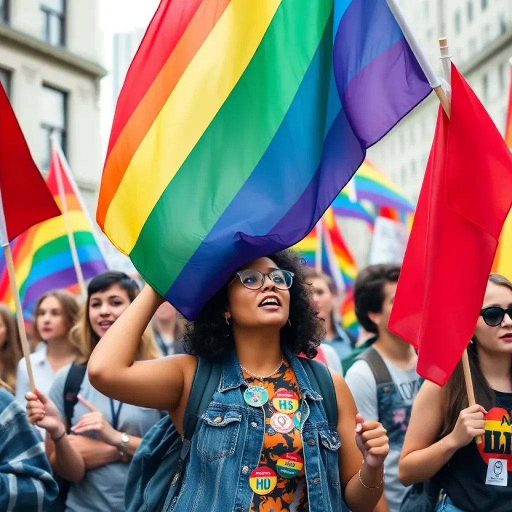 Students protesting against anti-LGBTQ bills in New Orleans