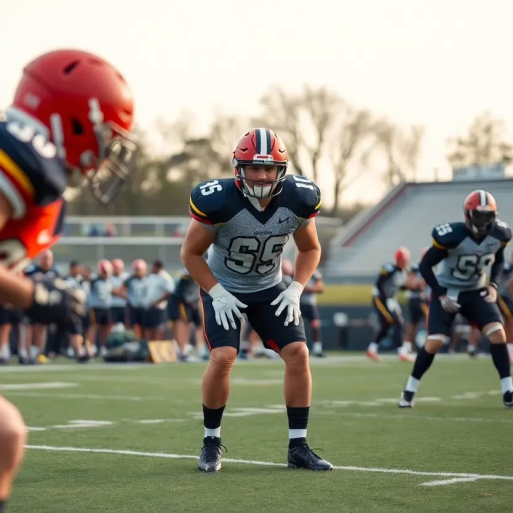 Football training session highlighting recovery and strength for tight ends.