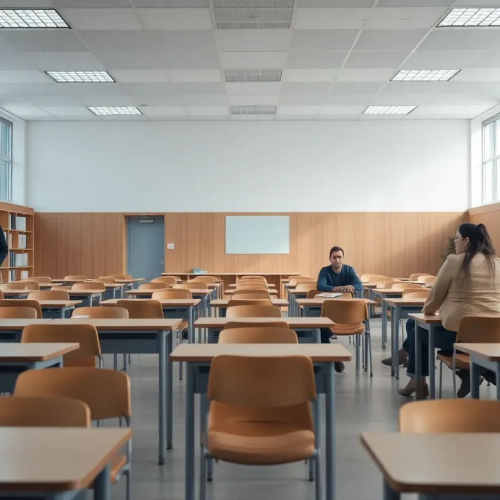 University of New Orleans campus showcasing empty classrooms