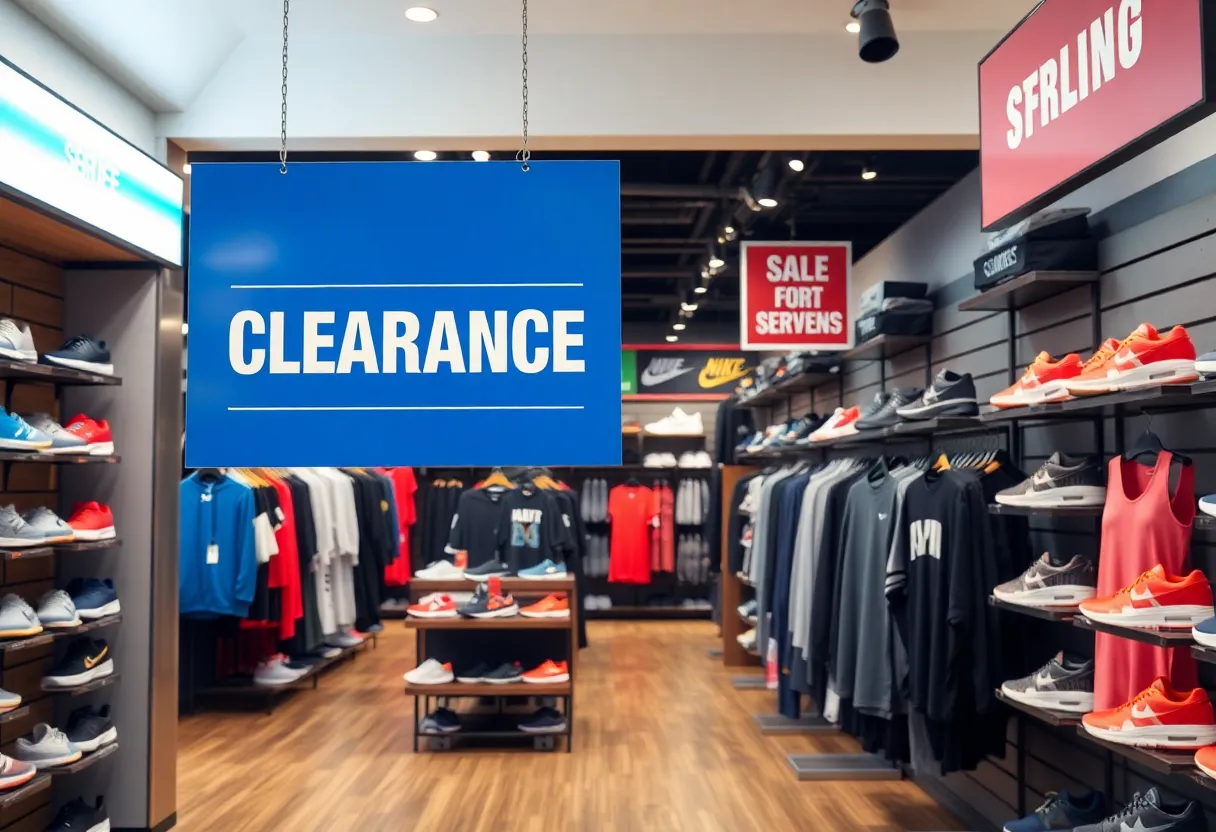 Clearance sale at Varsity Sports store in Lakeview