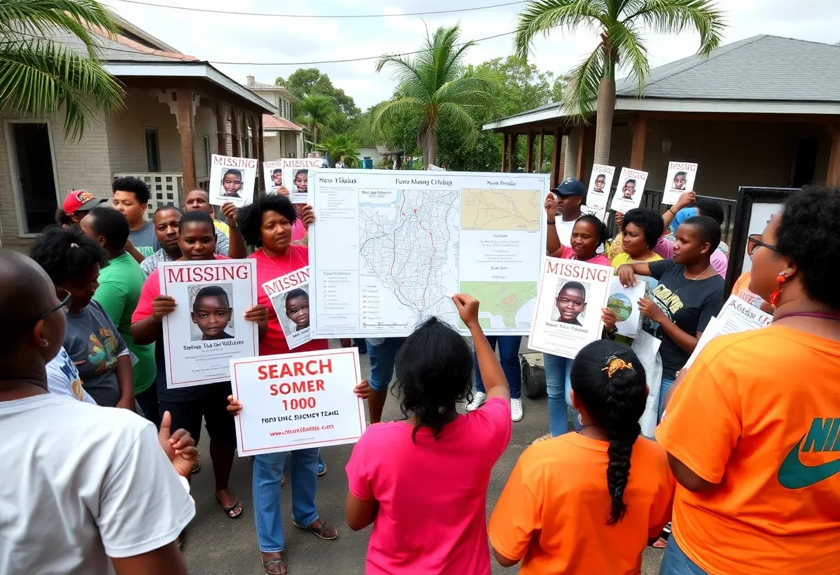 Community volunteers searching for a missing autistic boy in New Orleans