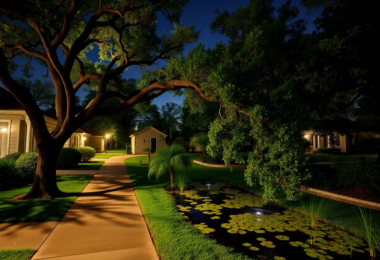 View of a New Orleans neighborhood with potential mosquito breeding areas