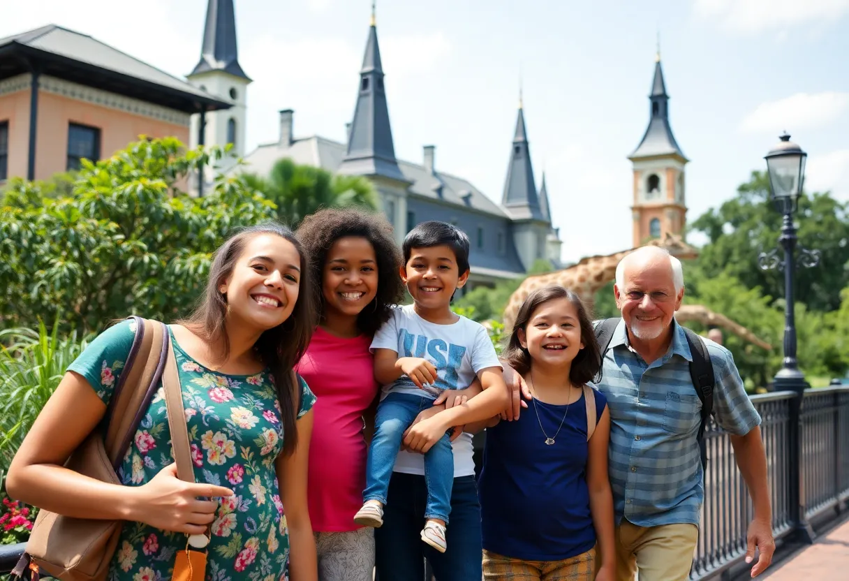 A family having fun at a zoo in New Orleans