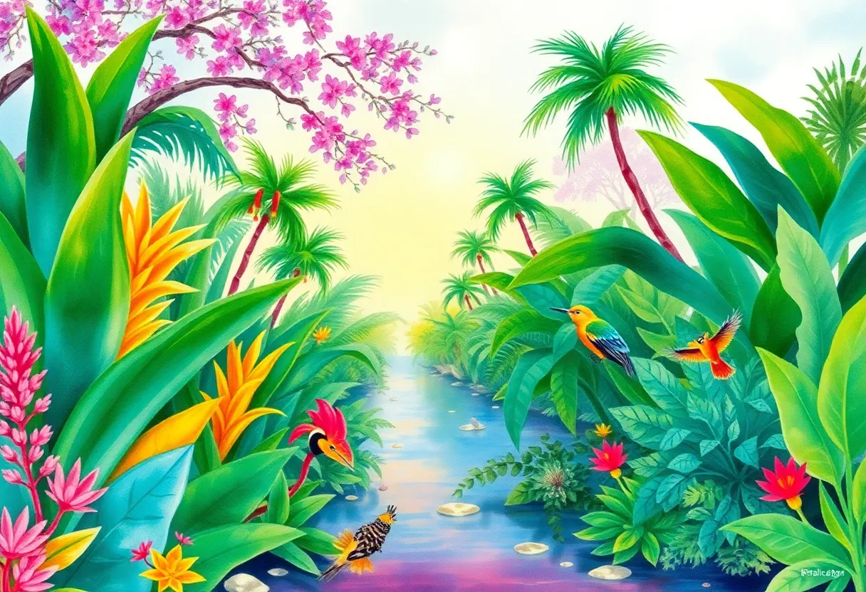 Vibrant watercolor artwork showcasing New Orleans landscapes and wildlife.