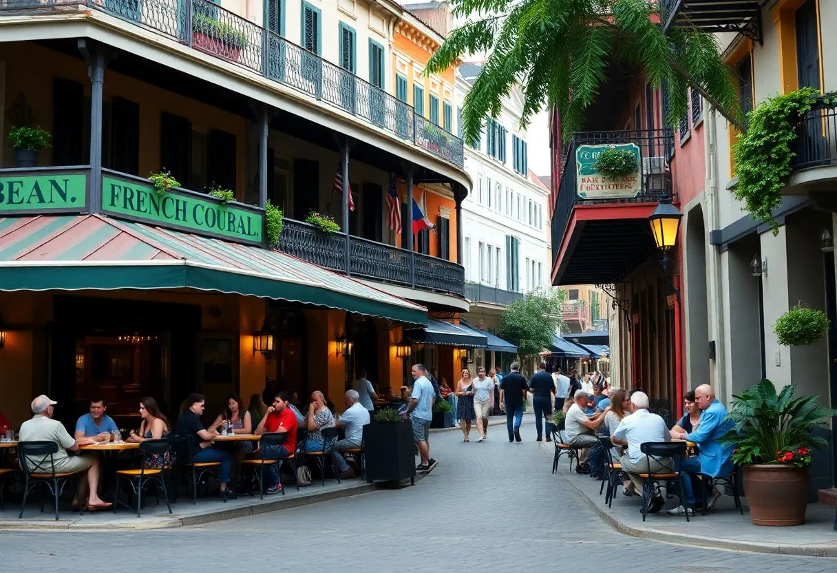 Exterior of Creole restaurants in the French Quarter with vibrant colors.