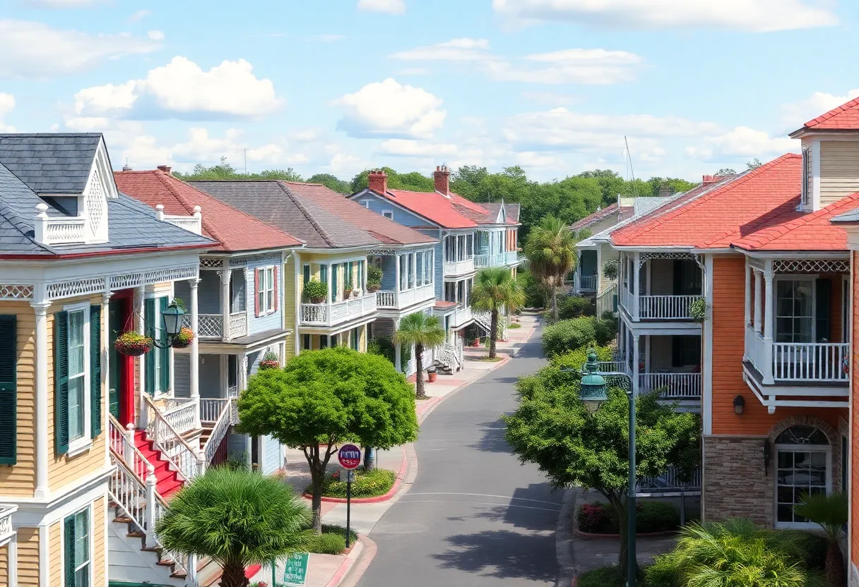 A view of affordable neighborhoods in New Orleans showcasing picturesque homes and community life.