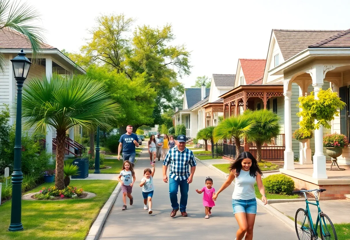 Children playing in a park in a New Orleans neighborhood
