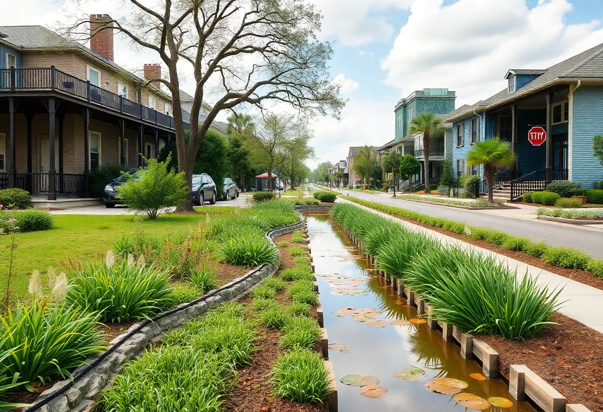 Green stormwater features in New Orleans designed for flood resilience