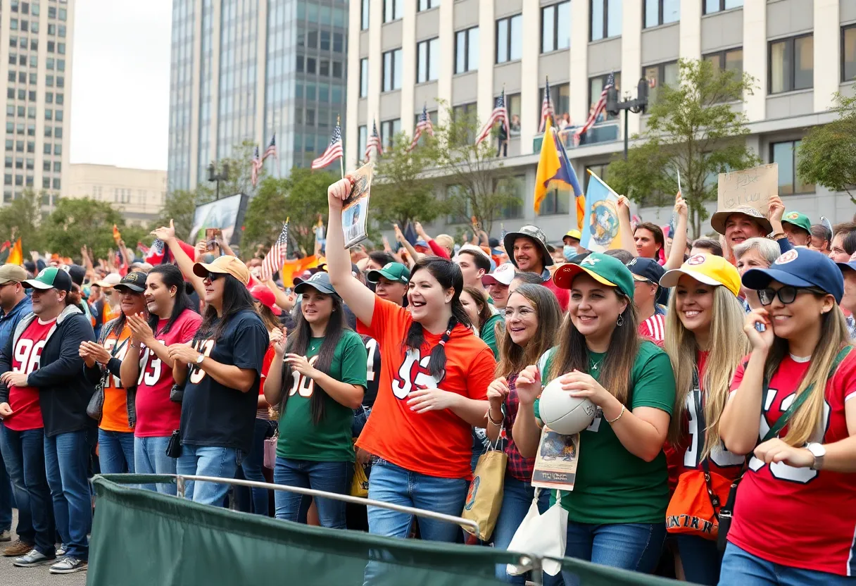 Fans attending the San Francisco 49ers rally in Seattle.