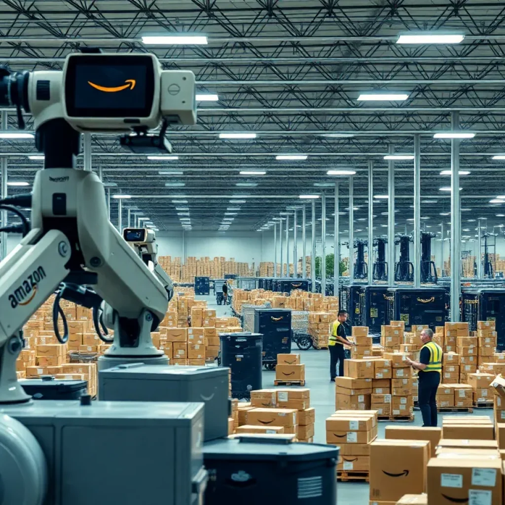 Amazon delivery facility with packaging and robotics