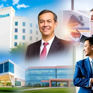 Collage of Baton Rouge healthcare and business environments symbolizing leadership changes.