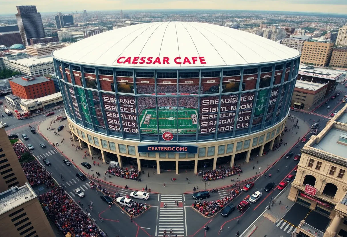 Aerial view of the Caesars Superdome in New Orleans