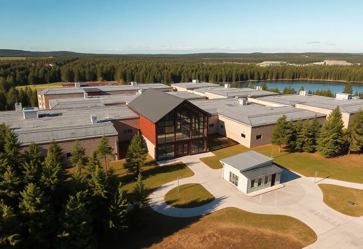 Camp 57 Immigration Detention Facility near a lake