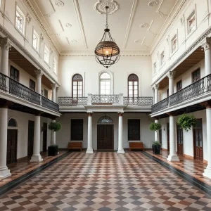 Exterior view of a historic center hall home in New Orleans showcasing unique architectural features.