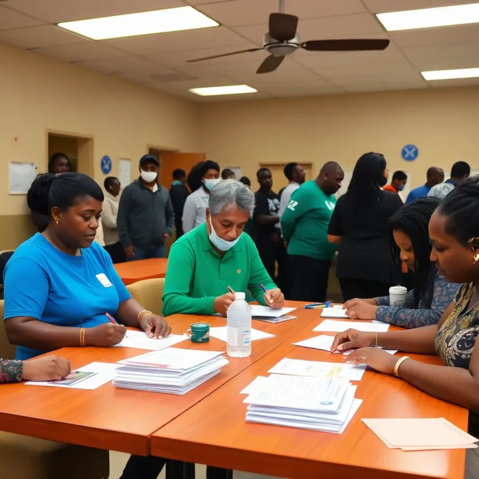 Residents of New Orleans applying for the Crescent City ID at a community center.