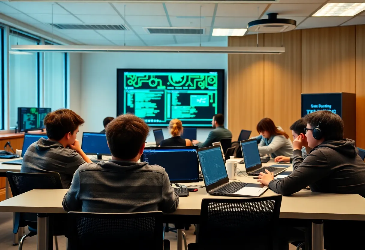Students participating in cybersecurity training at University of New Orleans