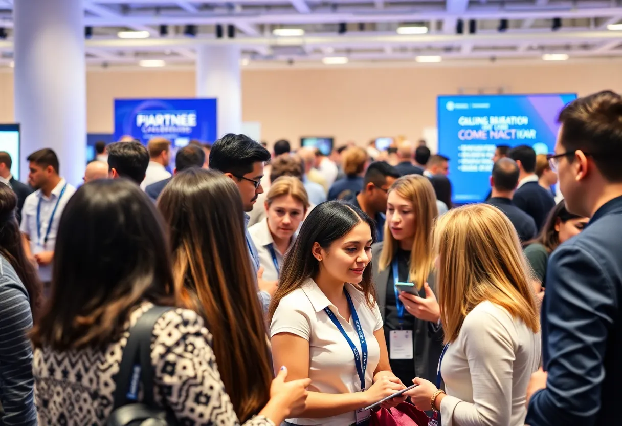 Entrepreneurs networking at a business festival