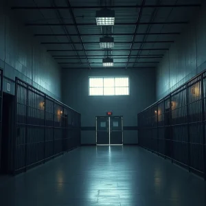 Illustration representing human rights issues within a detention center.