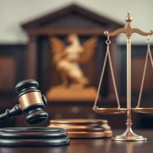 Image representing justice in a courtroom setting.