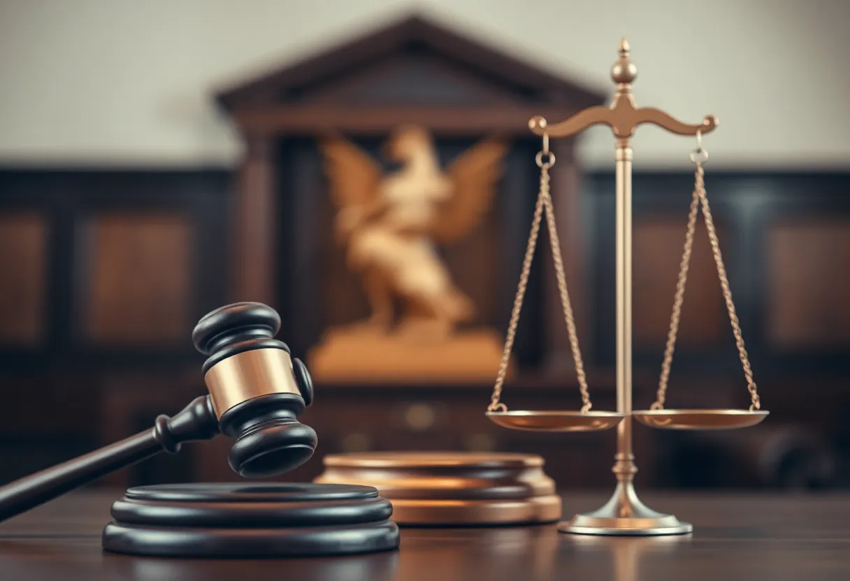 Image representing justice in a courtroom setting.