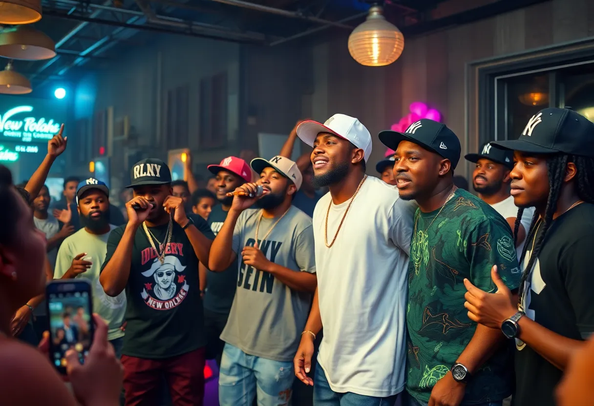 Artists performing in an urban rap scene in New Orleans