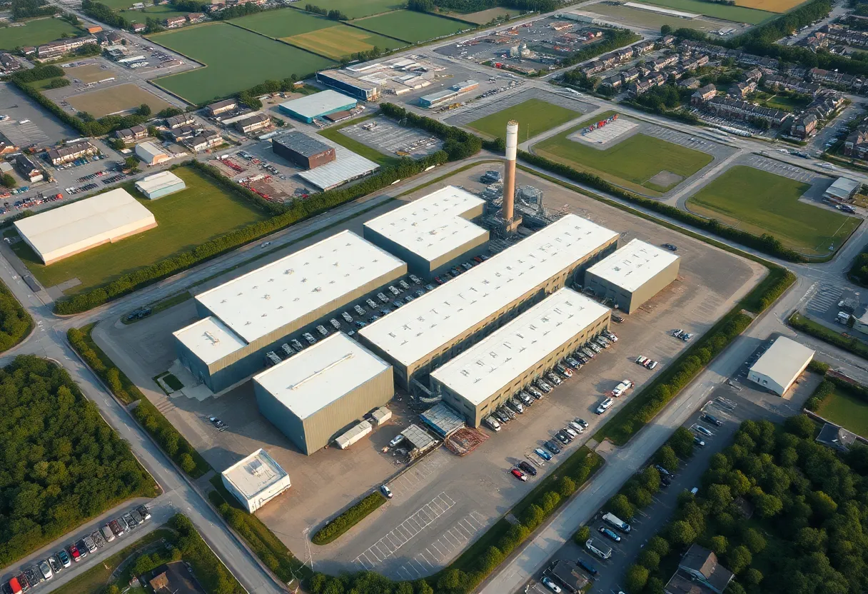 Aerial view of a former manufacturing complex in Louisiana