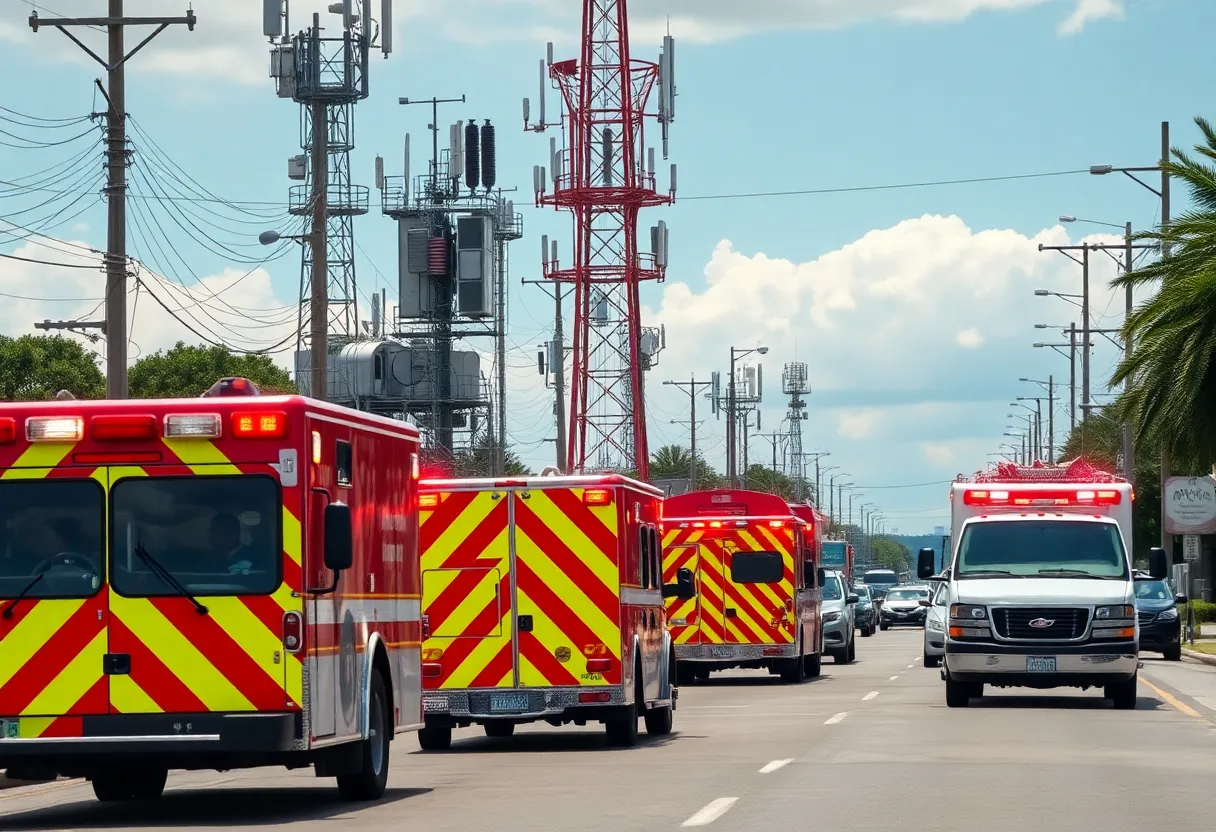 Emergency vehicles responding in Louisiana after 911 service restoration