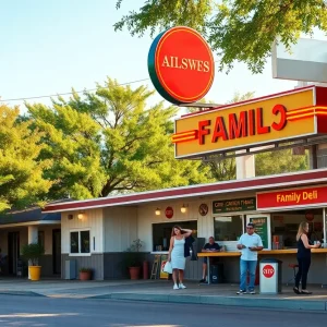 A family-owned gas station in Louisiana with a deli and customers