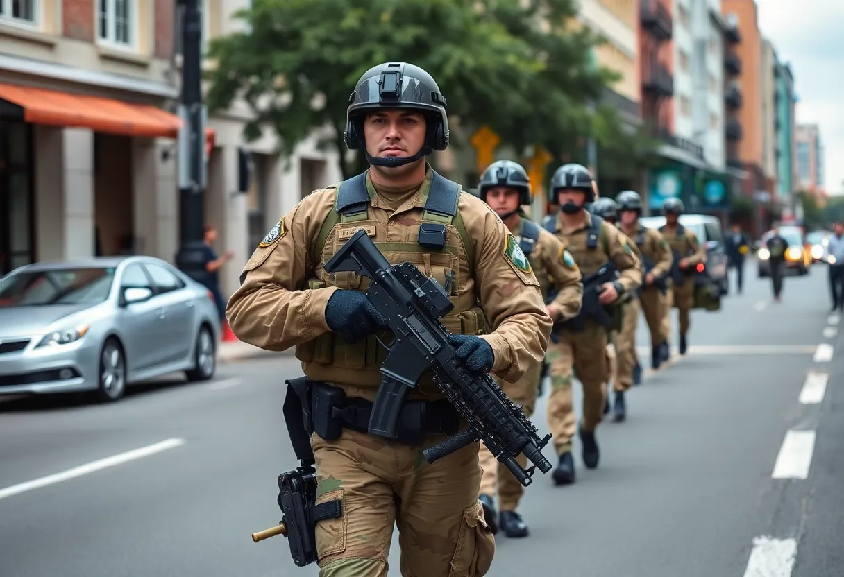 National Guard personnel patrolling in New Orleans during a crime control initiative