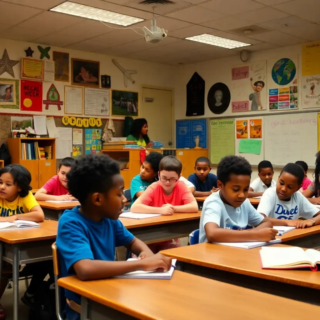 Diverse group of students learning in a New Orleans classroom