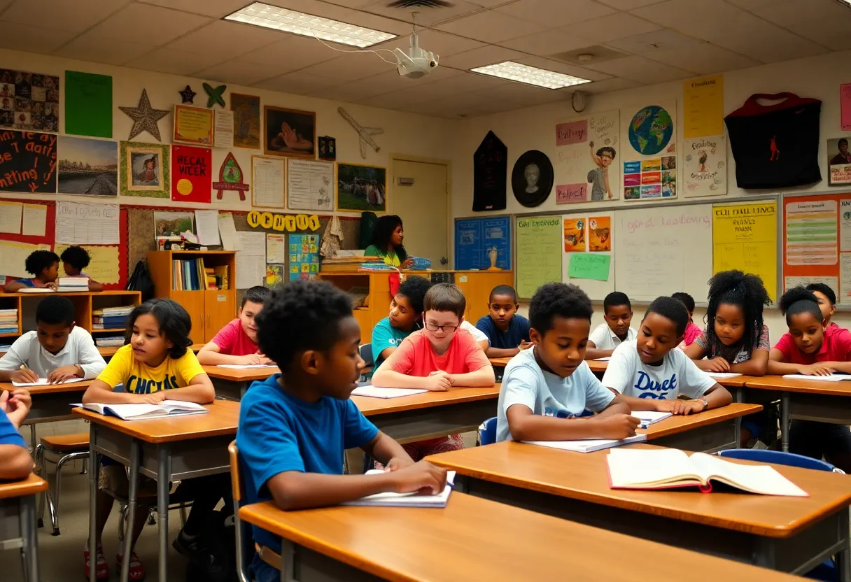 Diverse group of students learning in a New Orleans classroom