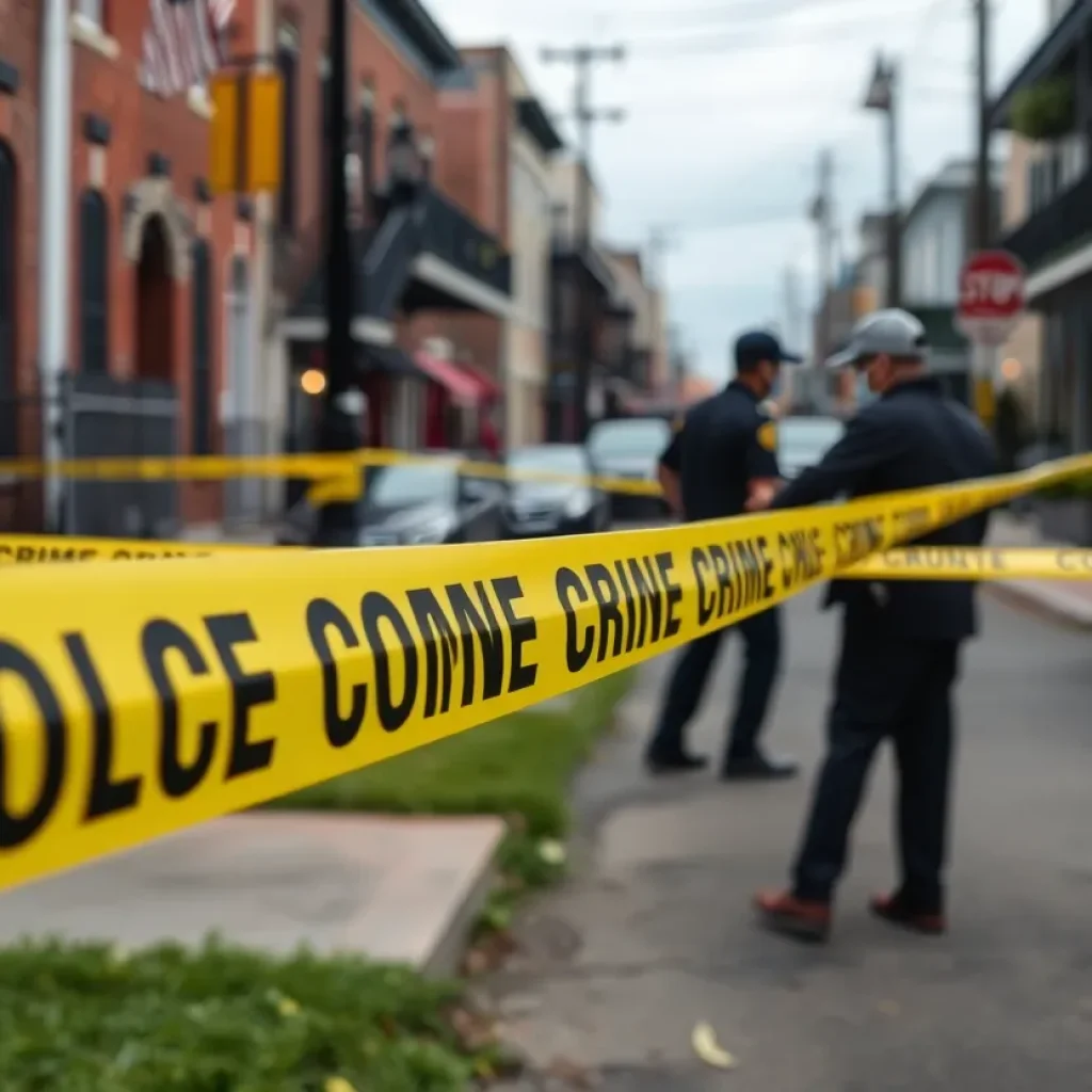 Police investigation scene in New Orleans
