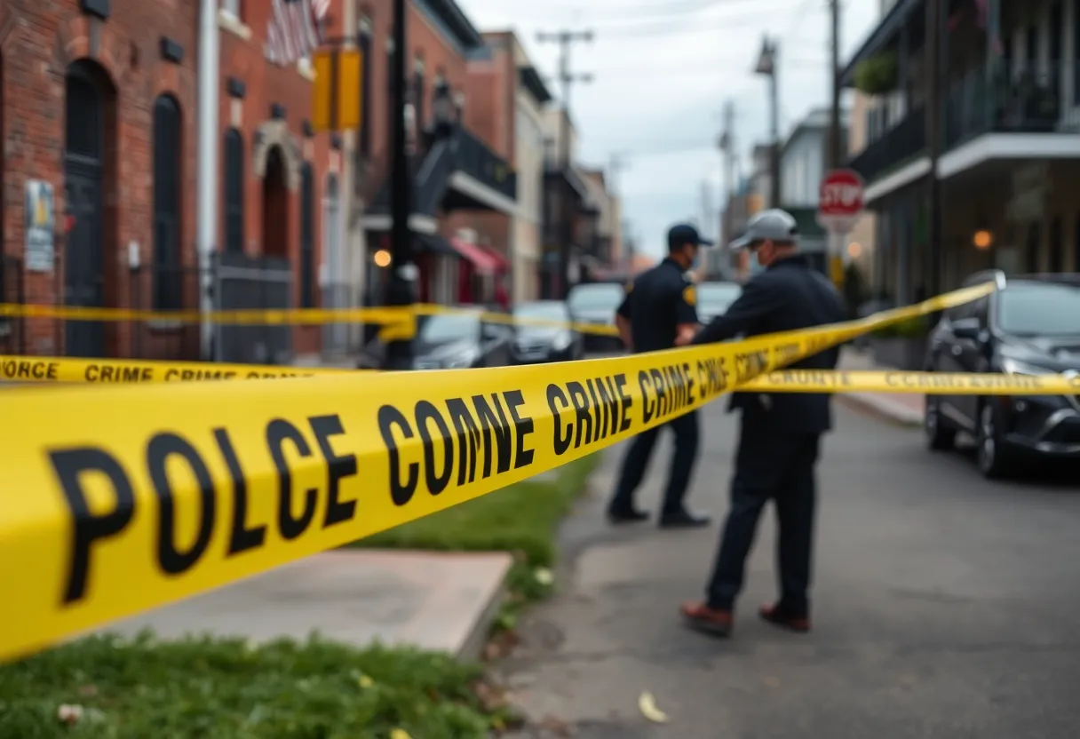 Police investigation scene in New Orleans