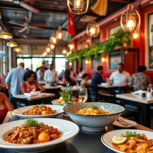 Dishes from notable New Orleans restaurants showcasing modern cuisine