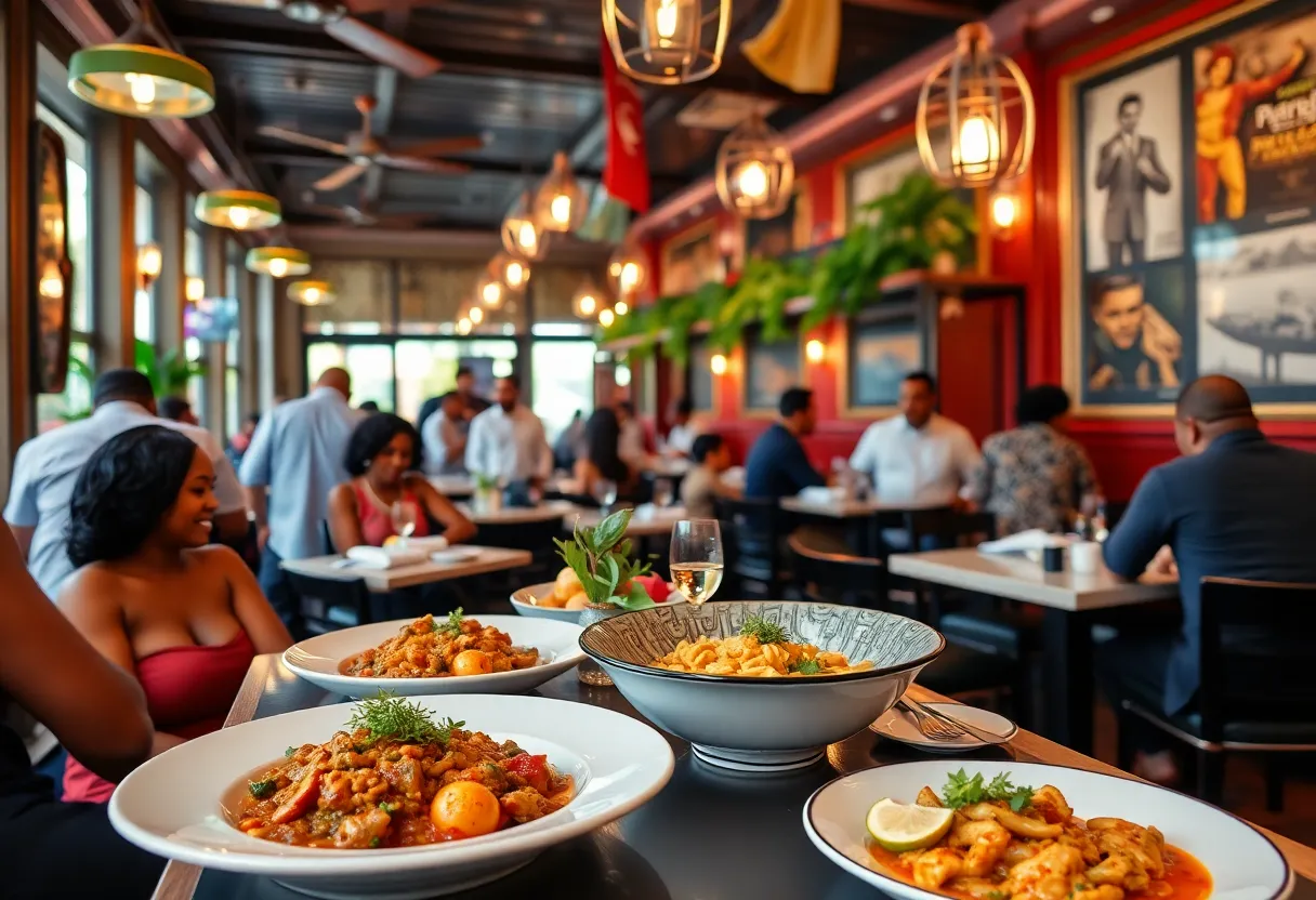 Dishes from notable New Orleans restaurants showcasing modern cuisine