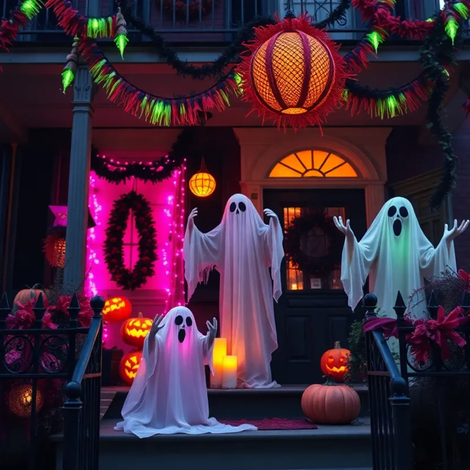 Spooky Halloween decorations in a Victorian house