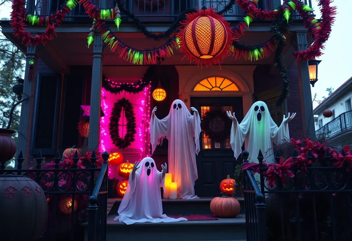 Spooky Halloween decorations in a Victorian house