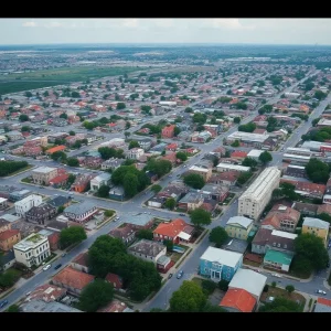Aerial view of New Orleans depicting recovery efforts post-Hurricane Katrina